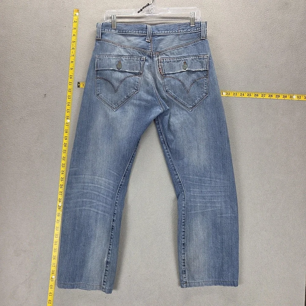 VTG Levis Engineered Jeans Mens Blue Twisted Flap Pockets Button Fly Fits 30x26